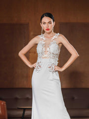 Women Sexy Lace Mesh Party Wedding Dress Sai Feel
