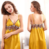 Women Sexy Sleepwear Nightgown Satin Silk Babydoll Lace Robes Sleep Dress Sai Feel