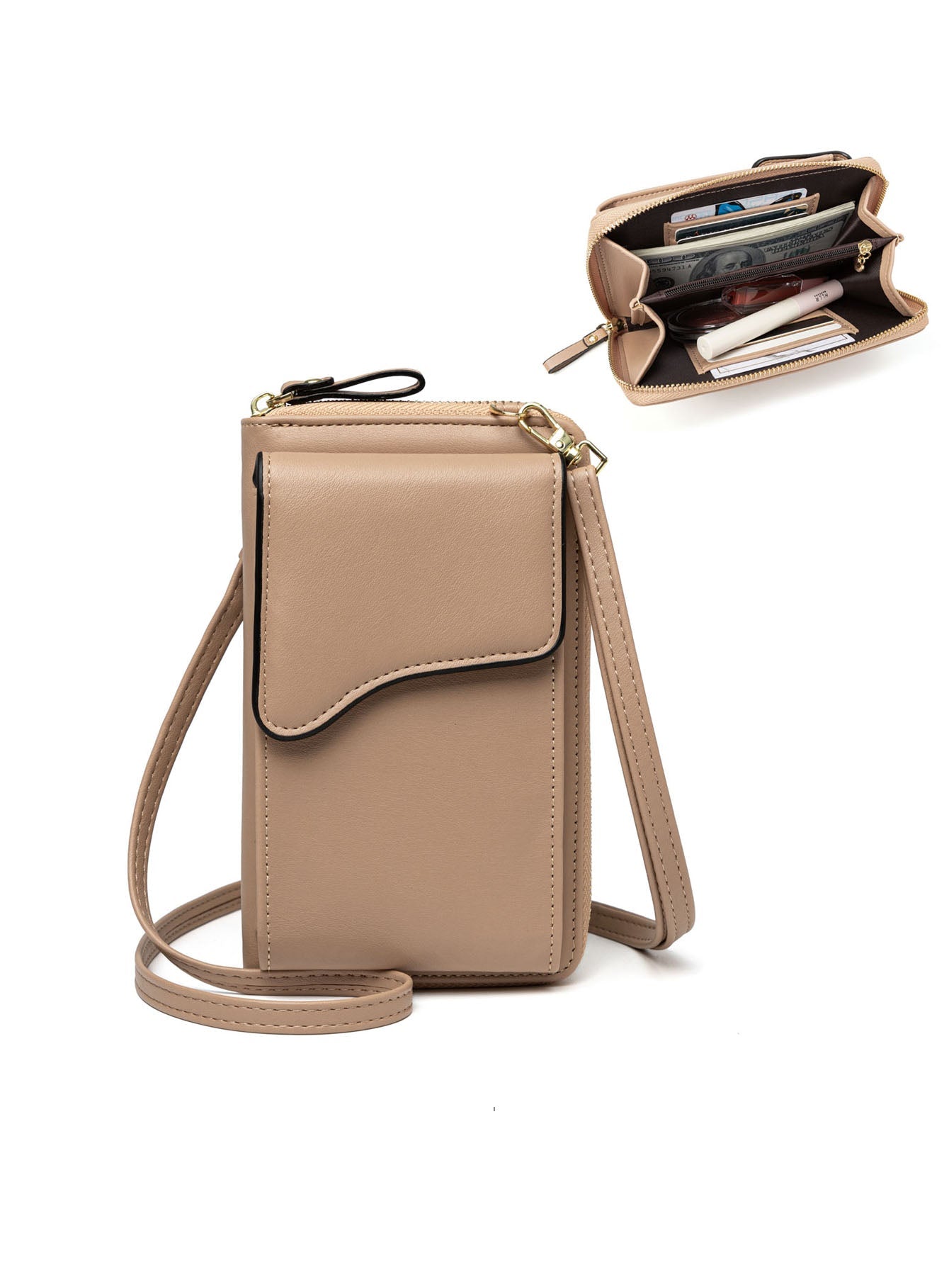 Women Small Leather Shoulder Bag, Crossbody Bag CellPhone Wallet Purse Lightweight Crossbody Handbags Sai Feel