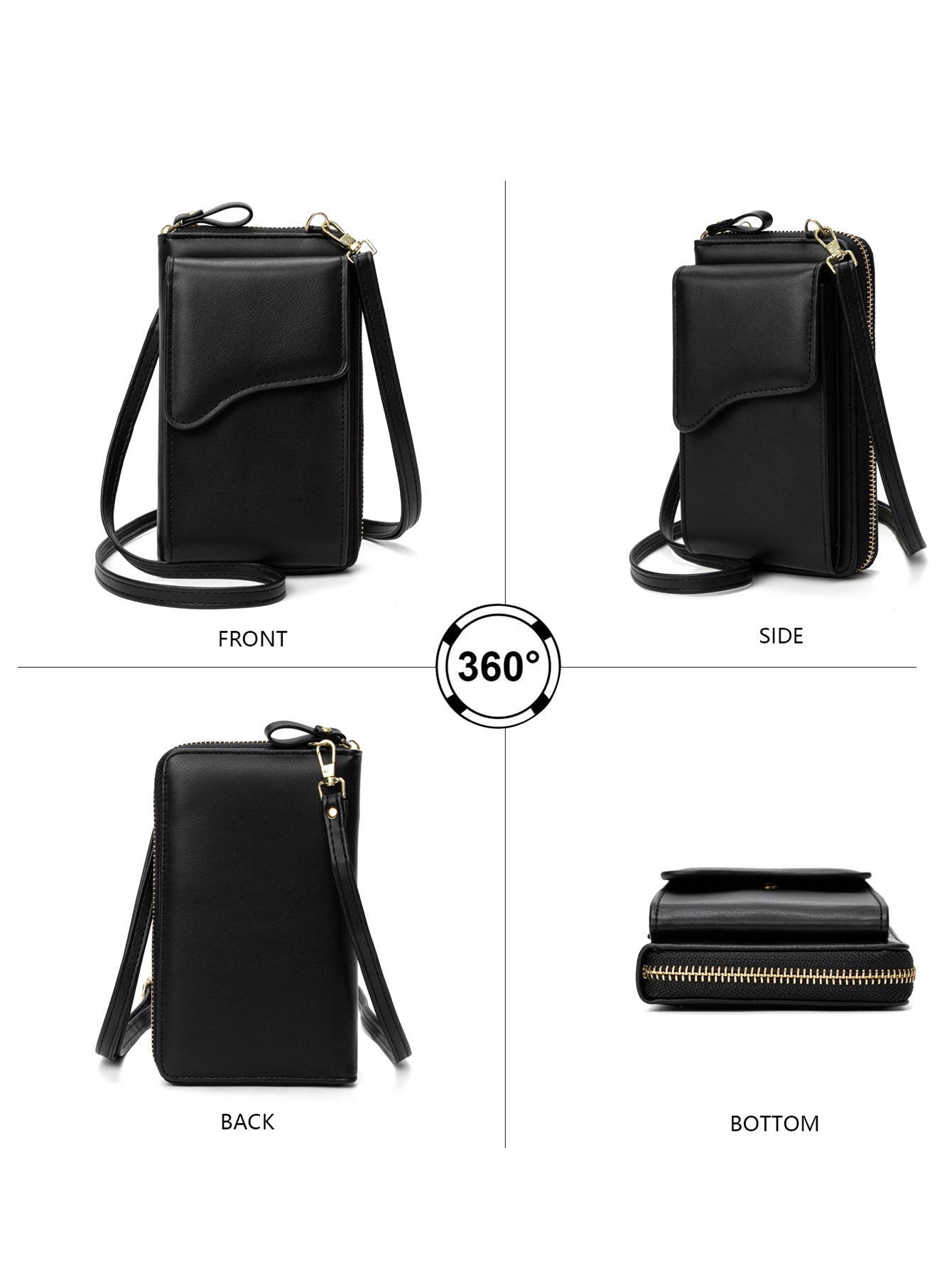 Women Small Leather Shoulder Bag, Crossbody Bag CellPhone Wallet Purse Lightweight Crossbody Handbags Sai Feel