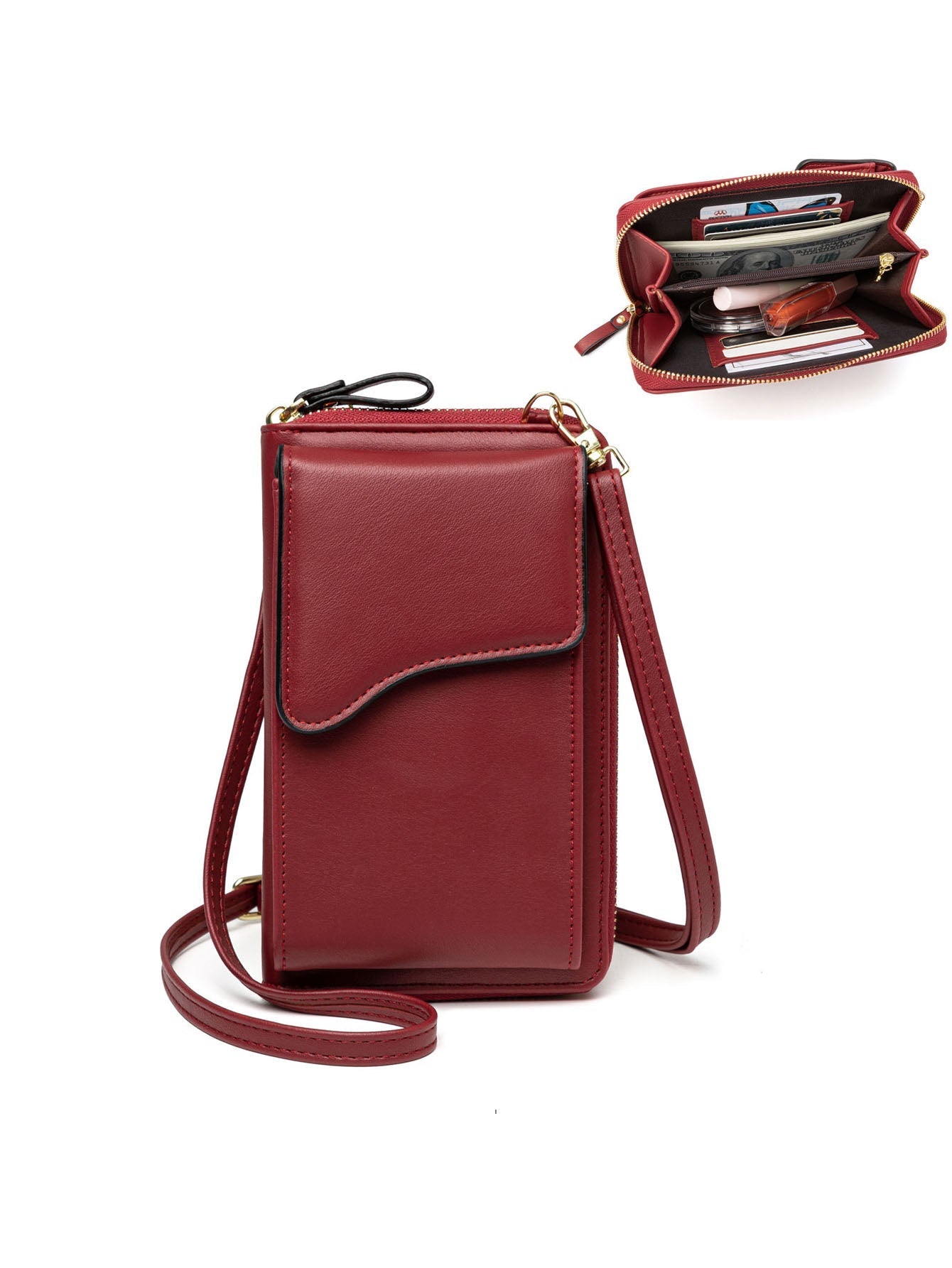 Women Small Leather Shoulder Bag, Crossbody Bag CellPhone Wallet Purse Lightweight Crossbody Handbags Sai Feel