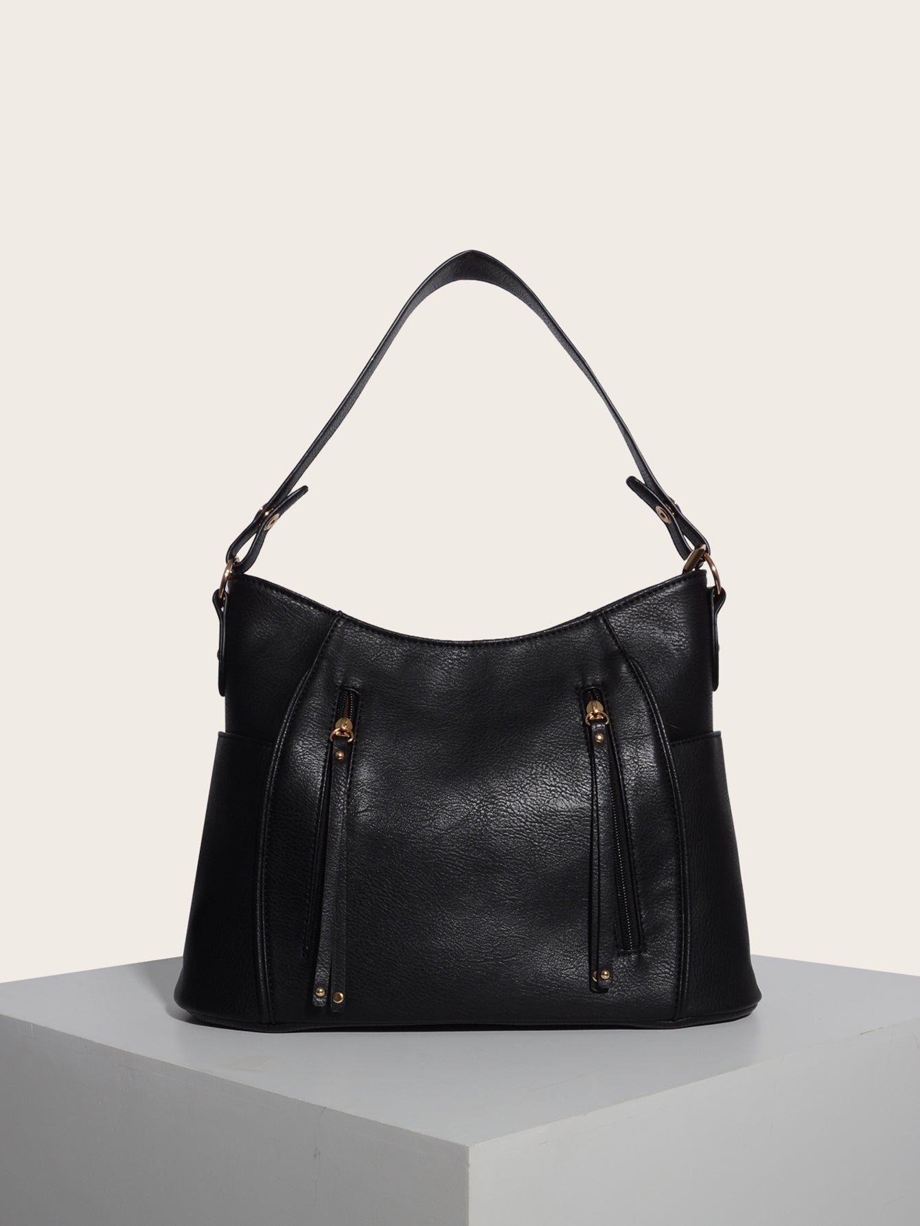 Women Soft Feel Double Zipper Bag Casual Handbags Shoulder Bag Sai Feel