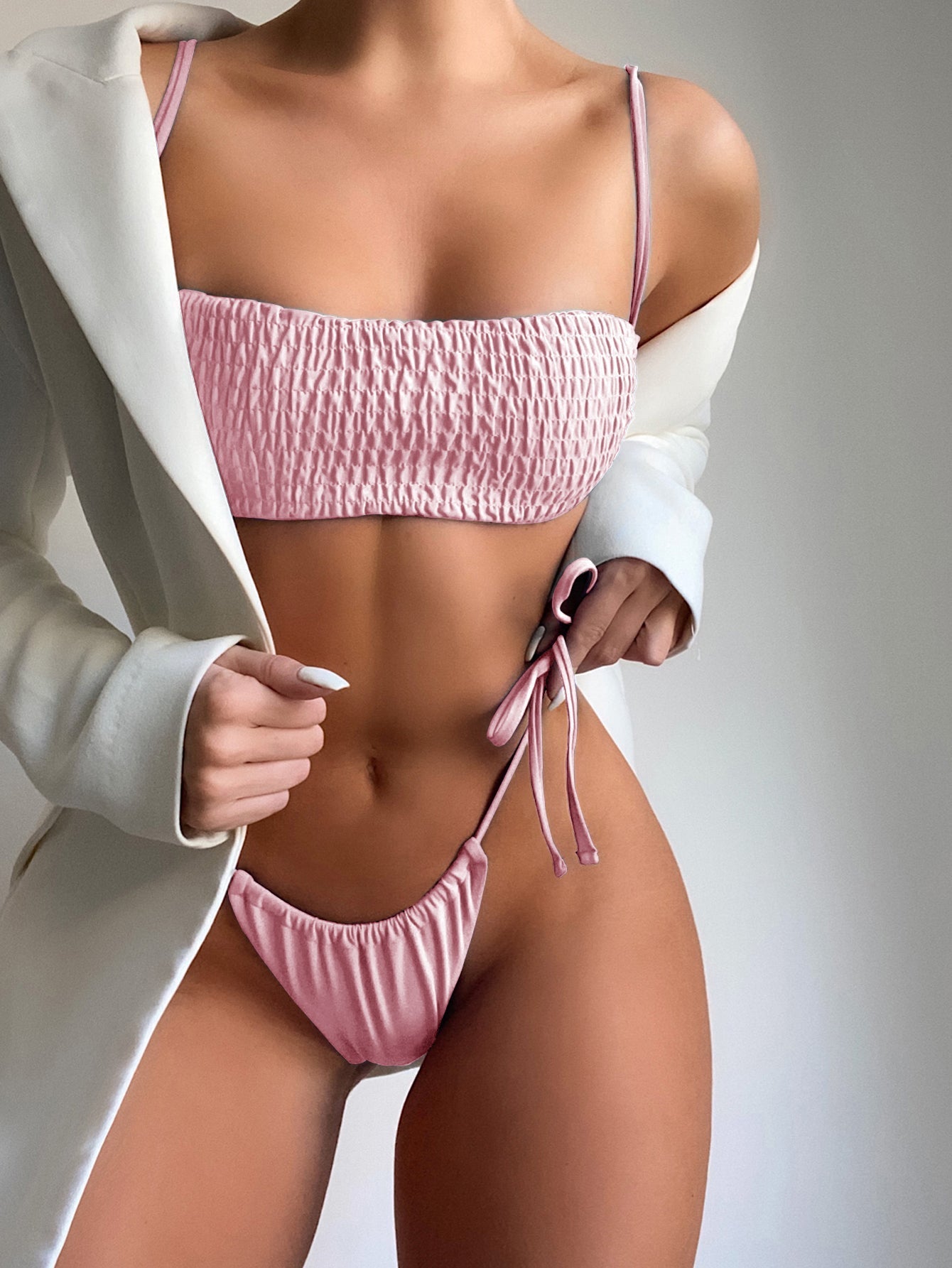 Women Sports Two Piece Swimsuit Athletic Crop Top High Waisted Bathing Suits High Cut Thong Ribbed Padded Bikini Set Sai Feel