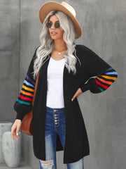 Women Striped Balloon Sleeve Cardigan Sai Feel