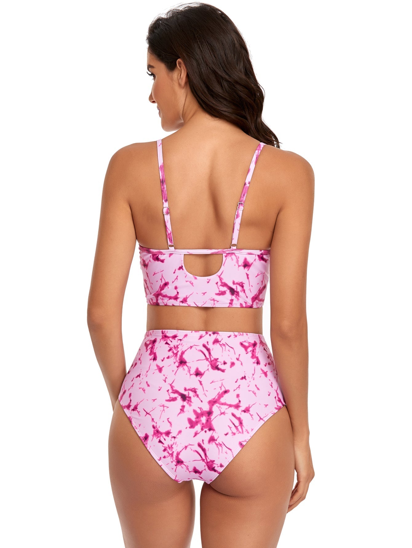 Women Tie Front two Piece Print Swimming suit Bikini Set Sai Feel
