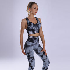 Women Tie-dye seamless new yoga suit fitness yoga suit moisture wicking sports bra fitness suit Sai Feel