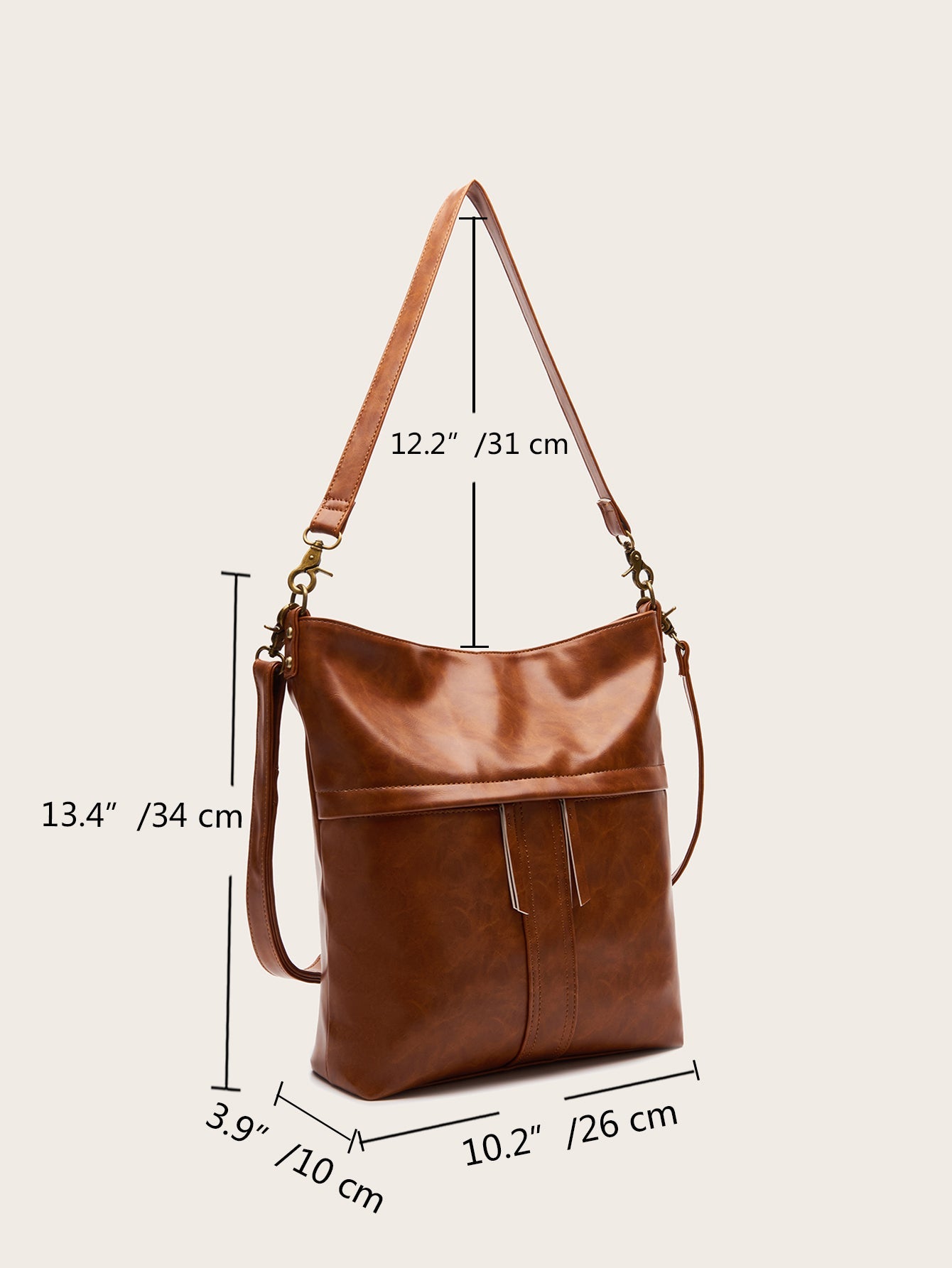 Women Two Zipper Retro Style Shoulder Bag Handbag Large Capacity Tote Bag Sai Feel