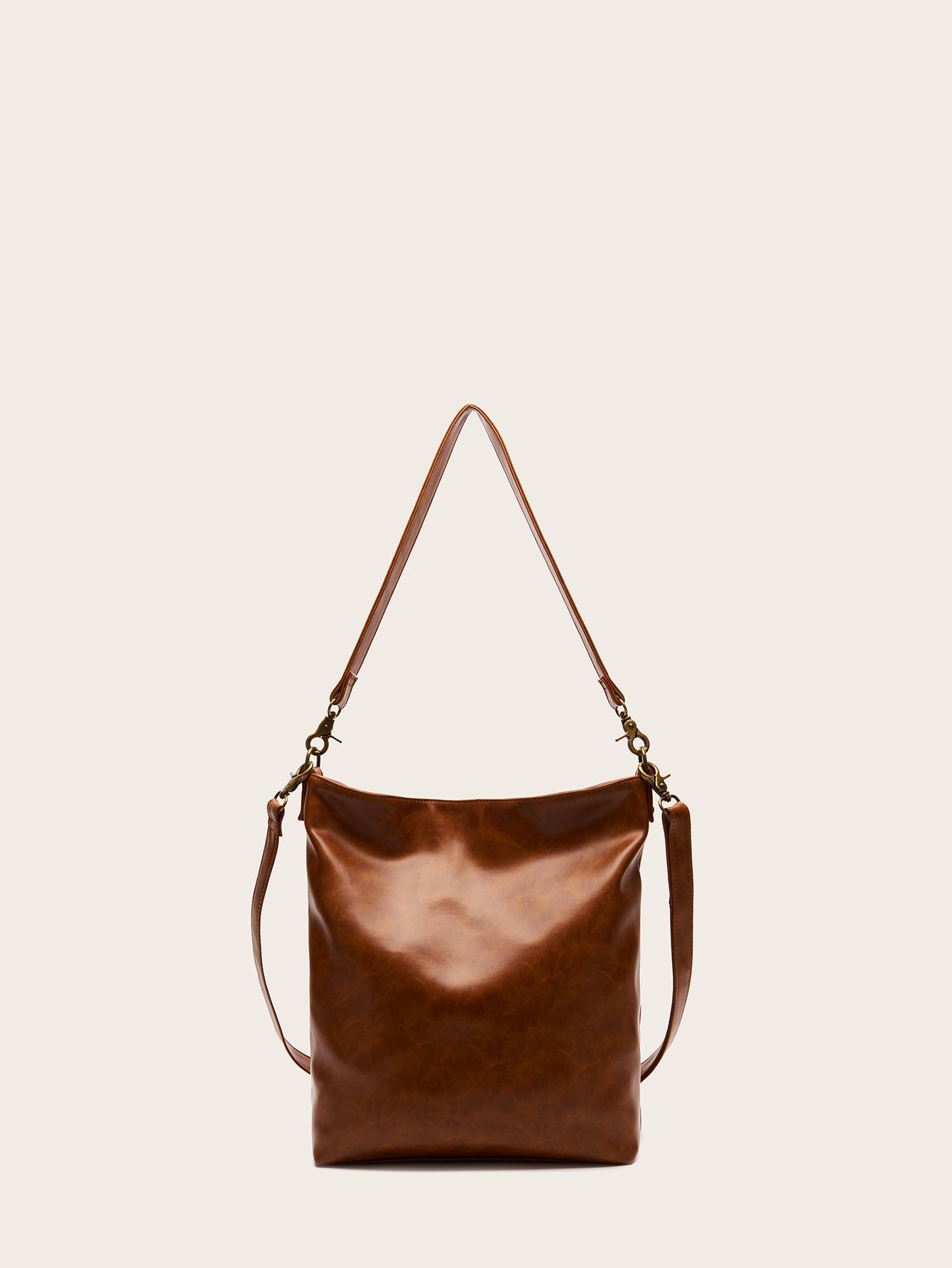 Women Two Zipper Retro Style Shoulder Bag Handbag Large Capacity Tote Bag Sai Feel
