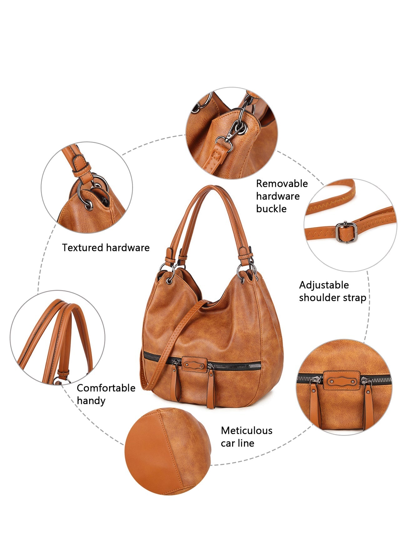 Women Vintage Hobo Shoulder Bag , Large Tote Satchel Bag Soft Leather Purse and Handbag Sai Feel