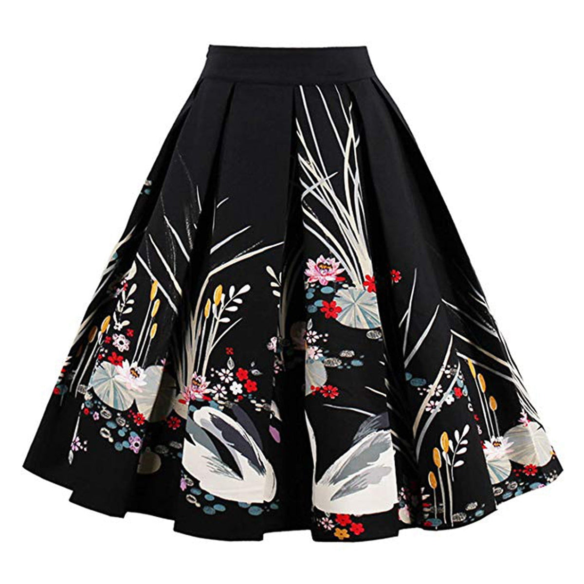 Women Vintage Pleated A-line Midi Skirts,Women's Polka print Retro Vintage Style Cocktail Party Swing Dress(S-2XL) Sai Feel