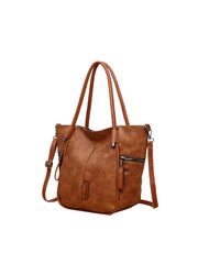 Women Vintage Tote Shoulder Bags, Large Bucket Handbag Faux Leather Top-handle Satchel Purses Sai Feel