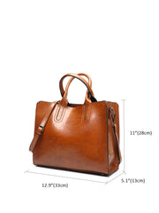 Women oil wax leather tote bag simple large capacity single shoulder messenger handbag Sai Feel