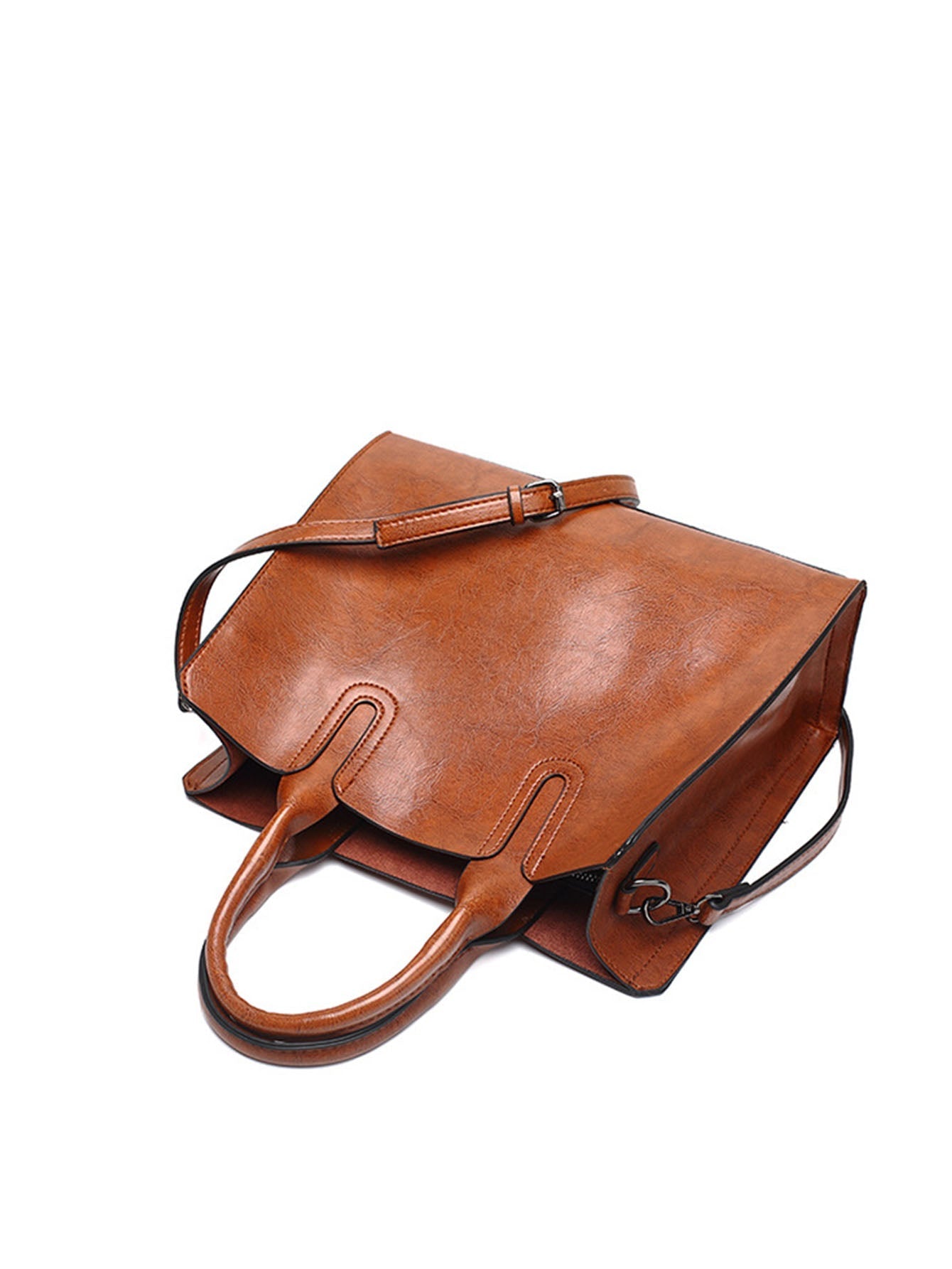 Women oil wax leather tote bag simple large capacity single shoulder messenger handbag Sai Feel