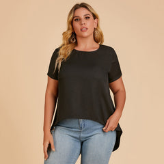 Women plus size round neck and short sleeves blouse T-shirt Sai Feel