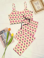 Women's 2 Piece Crop Cami Top and Pants Sleepwear Pajama Set Sai Feel