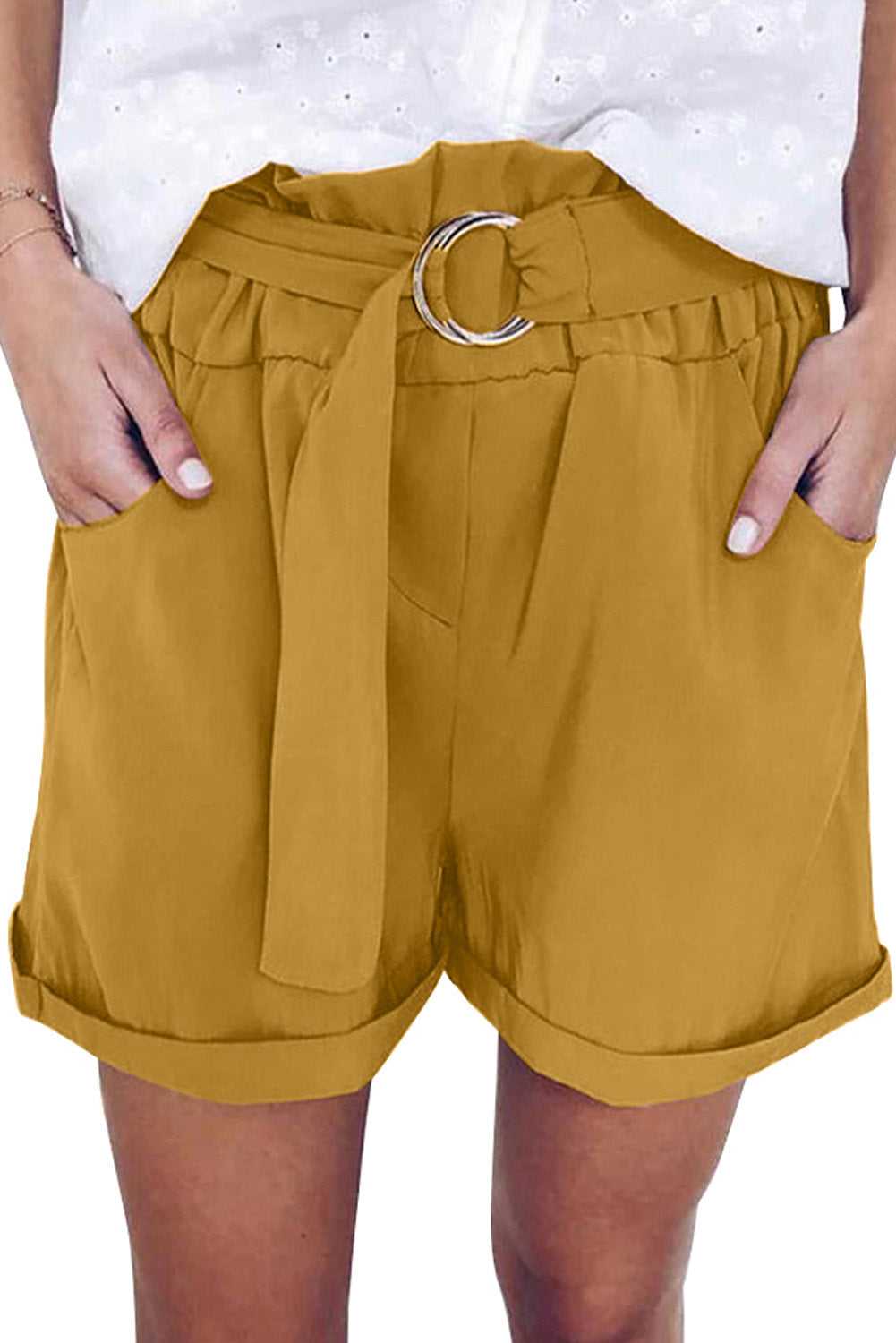 Women's Casual Drawstring Elastic Waist Short Pants Drape Pocket Trousers Loose Bottoms Sai Feel