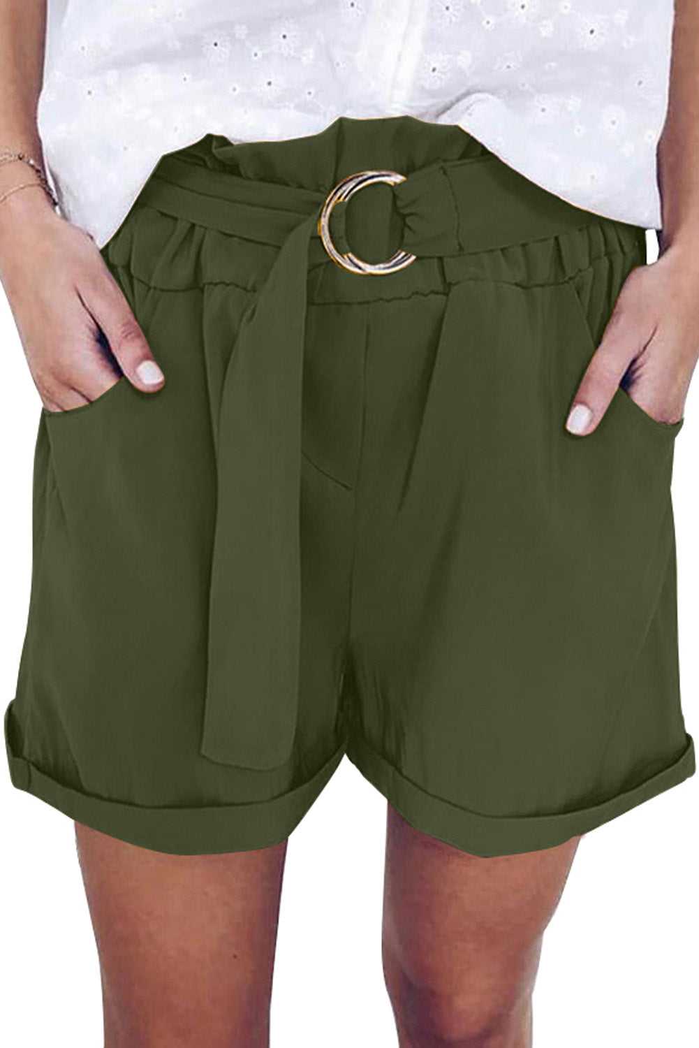 Women's Casual Drawstring Elastic Waist Short Pants Drape Pocket Trousers Loose Bottoms Sai Feel