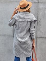 Women's Casual Loose Long Sleeve Coat Solid Color High-Low Hemline Open Front Cardigan Sai Feel