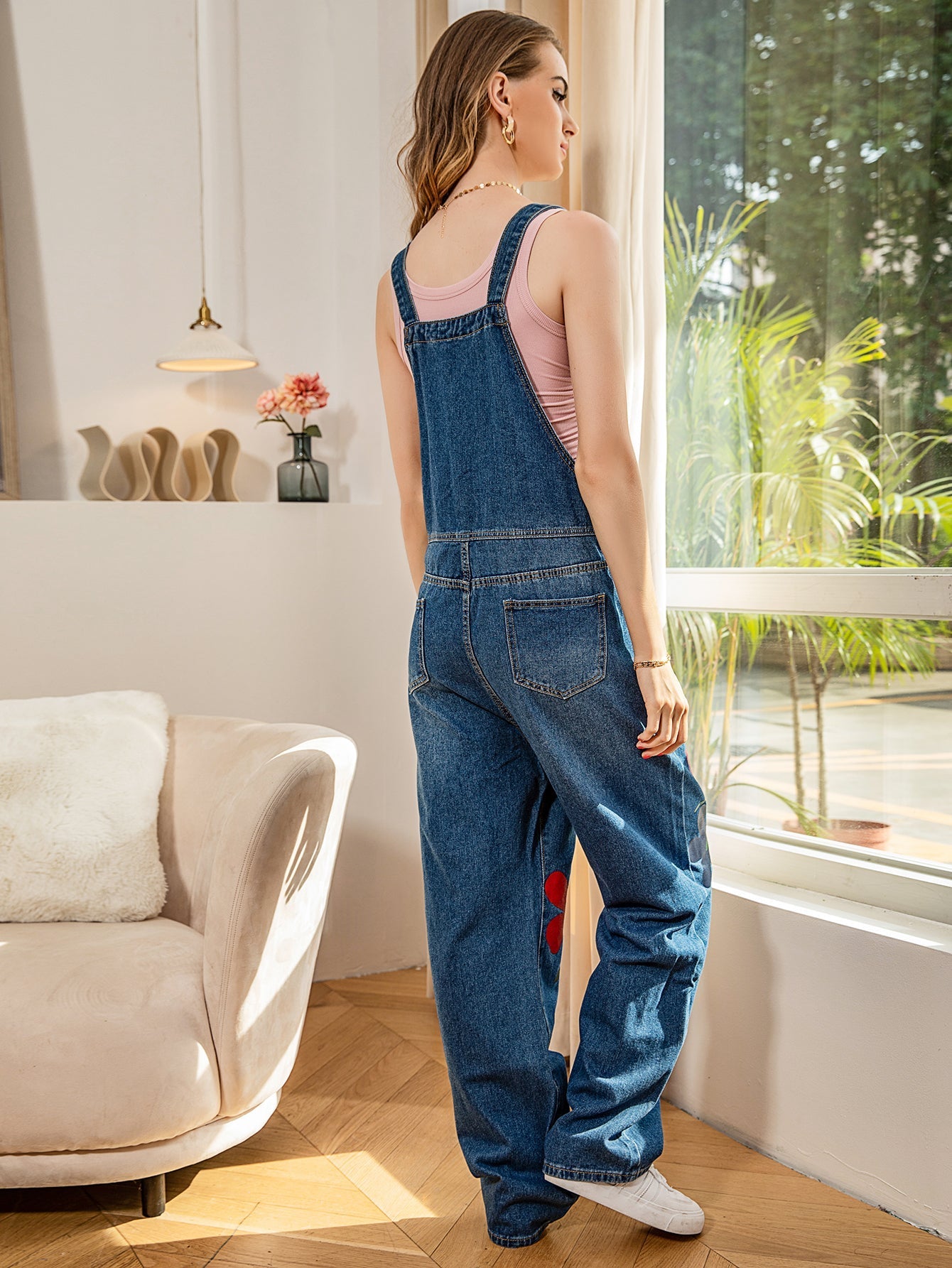Women's Casual Print Denim Jumpsuit Fashion Denim Overalls Pocket Jumpsuit Sai Feel