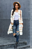 Women's Casual Rainbow Striped Cardigan Knit Coverup Outerwear Sweater Sai Feel