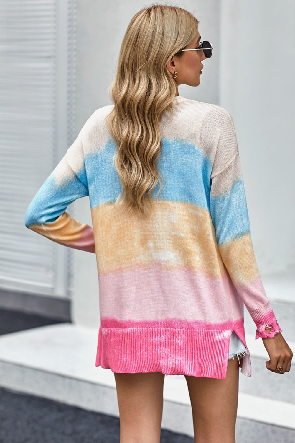 Women's Casual Tie-Dyed Knitted Pocket Button Cardigan Sweater Sai Feel