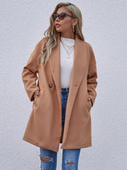 Women's Classic Notched Lapel Long Sleeve Buttoned Long Coat Sai Feel