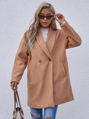 Women's Classic Notched Lapel Long Sleeve Buttoned Long Coat Sai Feel