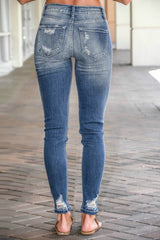 Women's Classic Straight Leg High Waisted Distressed Denim Pants Ripped Skinny Jeans Sai Feel