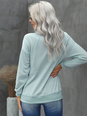 Women's Fashion Drawstring Solid Color Long Sleeve Zipper Neckline Pullover Kangaroo Pocket Outwear Sai Feel