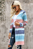 Women's Fashion Multi Color Stripe Open Cardigan Loose Long Sleeve Outwear Sai Feel