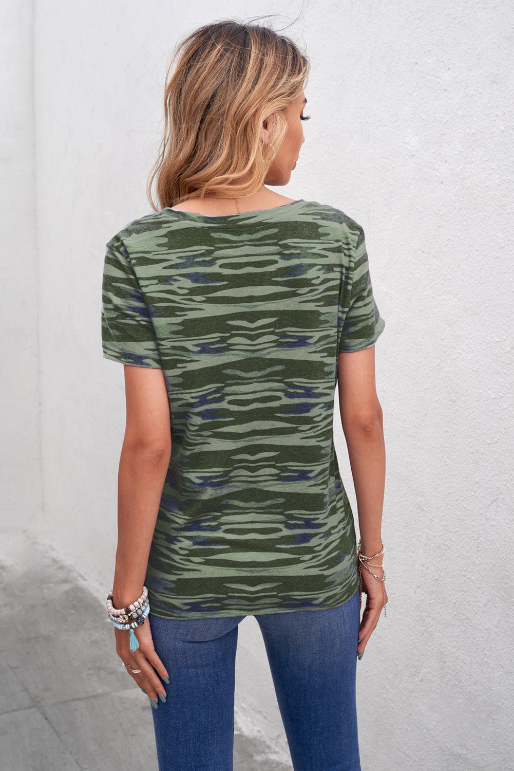 Women's Fashion Printed Summer Tops V-Neck Short Sleeve Tees Lightweight Casual Blouse Sai Feel