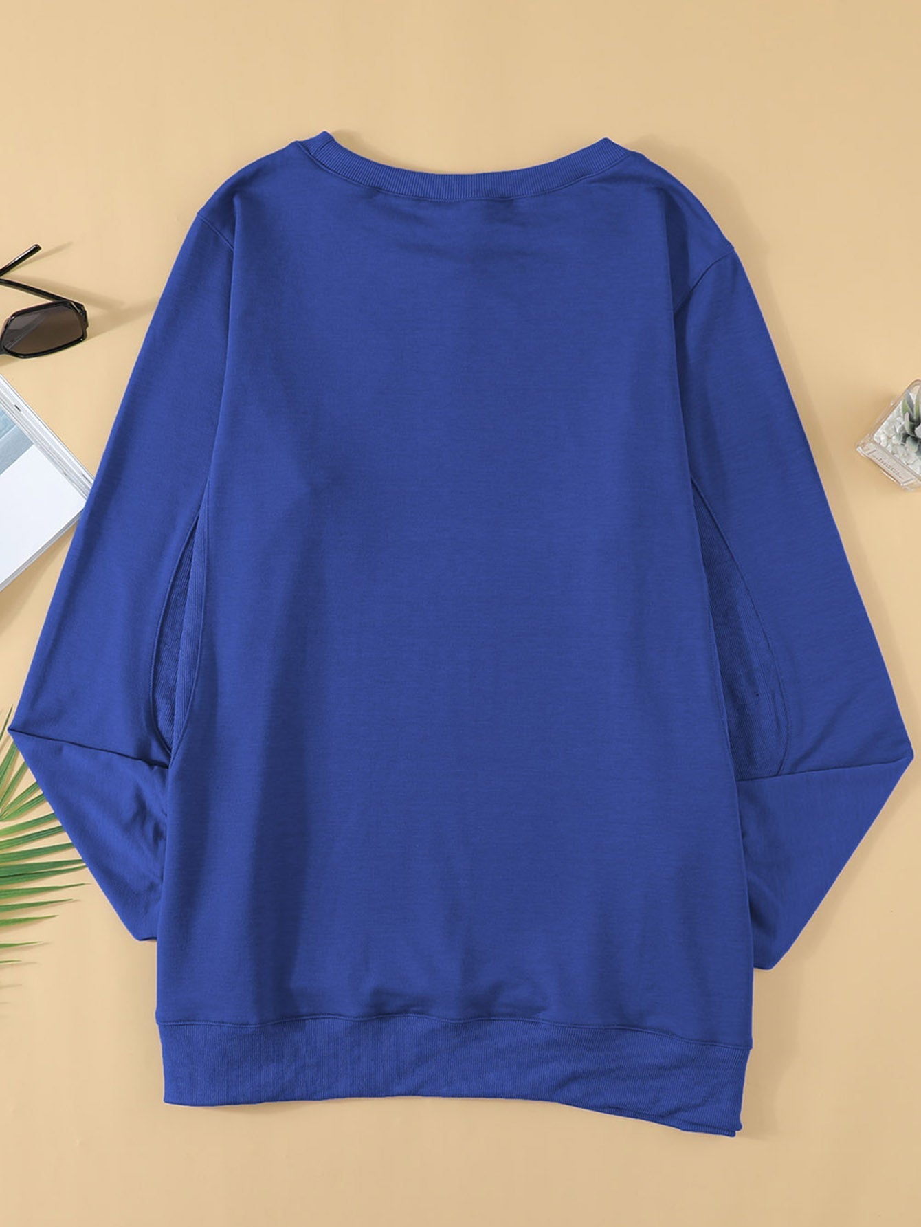 Women's Fashion Solid Color Round Neck Pullover Casual Long Sleeve Loose Sweatshirt Top Sai Feel