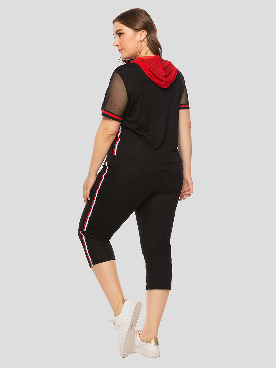 Women's Fashion Two Pieces Clothes Short Sleeve Casual Sportswear Suit Plus Size Sai Feel