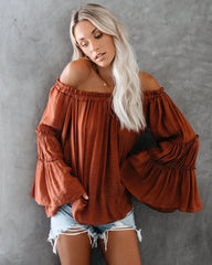 Women's Flare Sleeve Boat Neck Off Shoulder Blouse Summer Women Long Sleeve Top Casual Tops Sai Feel