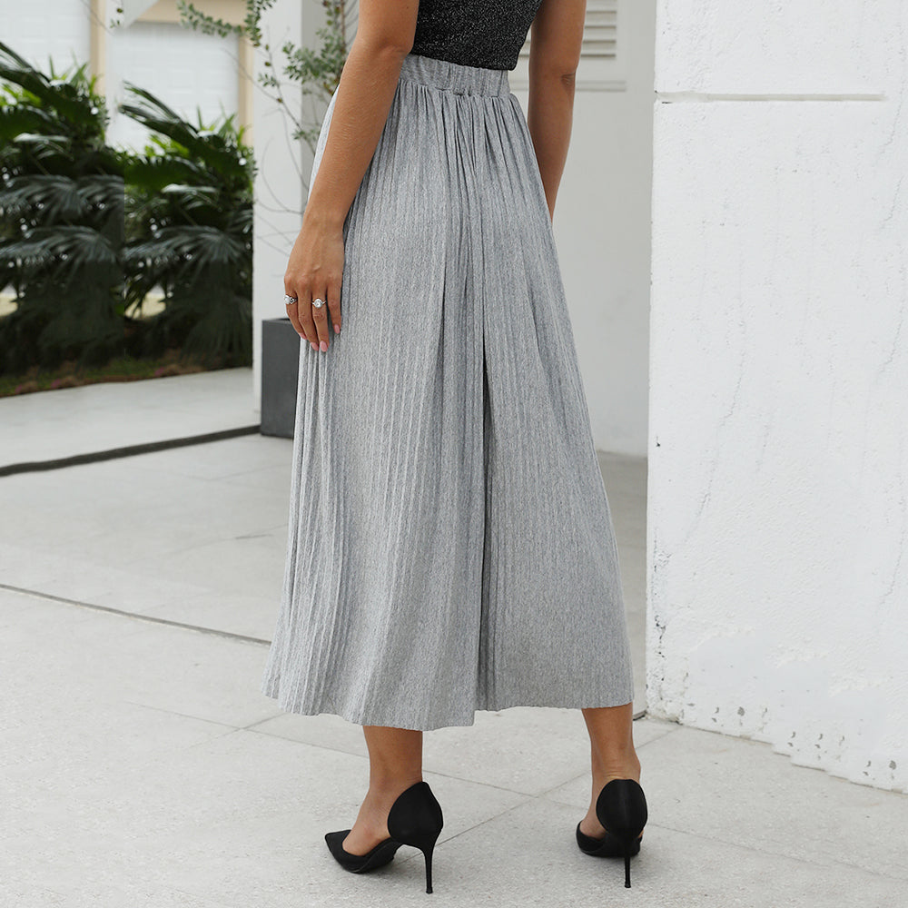 Women's Half Skirt Midwaist Pure Color Pleated Skirt Slimming A-line Skirt Sai Feel