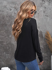 Women's Henley Sweatshirt Buttons Down Long Sleeve Shirt Loose Fit Pullover Solid Color Tops Sai Feel