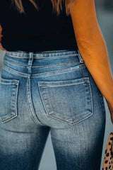 Women's Hight Waisted Skinny Jeans Ripped Classic Straight Leg Pants Sai Feel