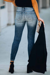 Women's Hight Waisted Skinny Jeans Ripped Classic Straight Leg Pants Sai Feel