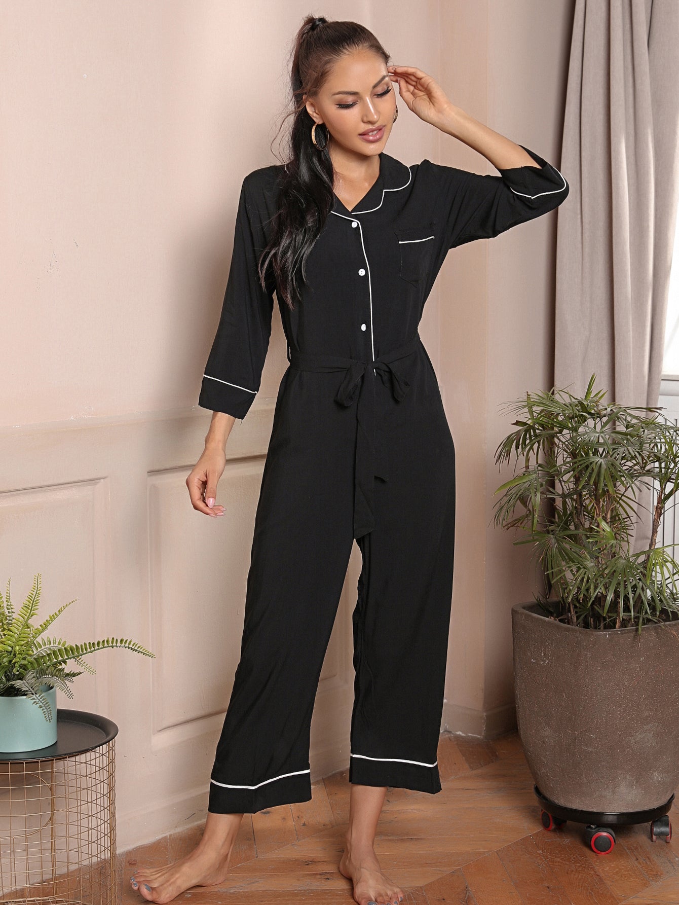 Women's Jumpsuit Loungewear Soft Lightweight and Comfortable Sleepwear One-Piece Romper Nightwear Sai Feel