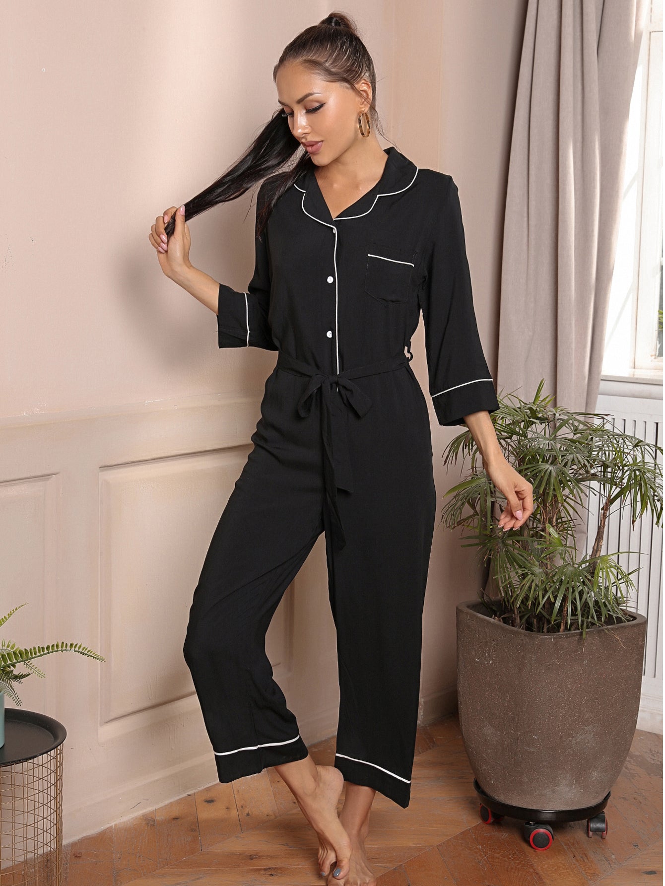 Women's Jumpsuit Loungewear Soft Lightweight and Comfortable Sleepwear One-Piece Romper Nightwear Sai Feel