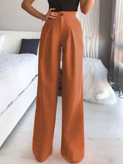 Women's Pants Solid Casual Straight Wide Leg Pants Sai Feel