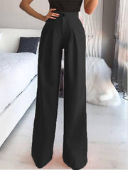 Women's Pants Solid Casual Straight Wide Leg Pants Sai Feel