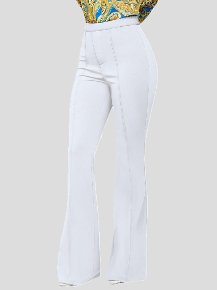 Women's Pants Solid Slim High Waist Flared Pants Sai Feel