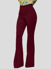 Women's Pants Solid Slim High Waist Flared Pants Sai Feel