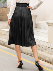 Women's Pleated Elastic Waist Midi Skirt Sai Feel