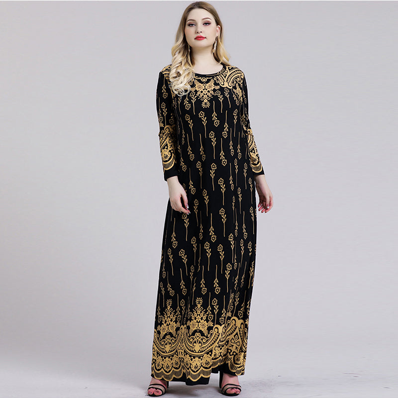 Women's Plus Size Dress New Long Sleeve Printed Dress Sai Feel