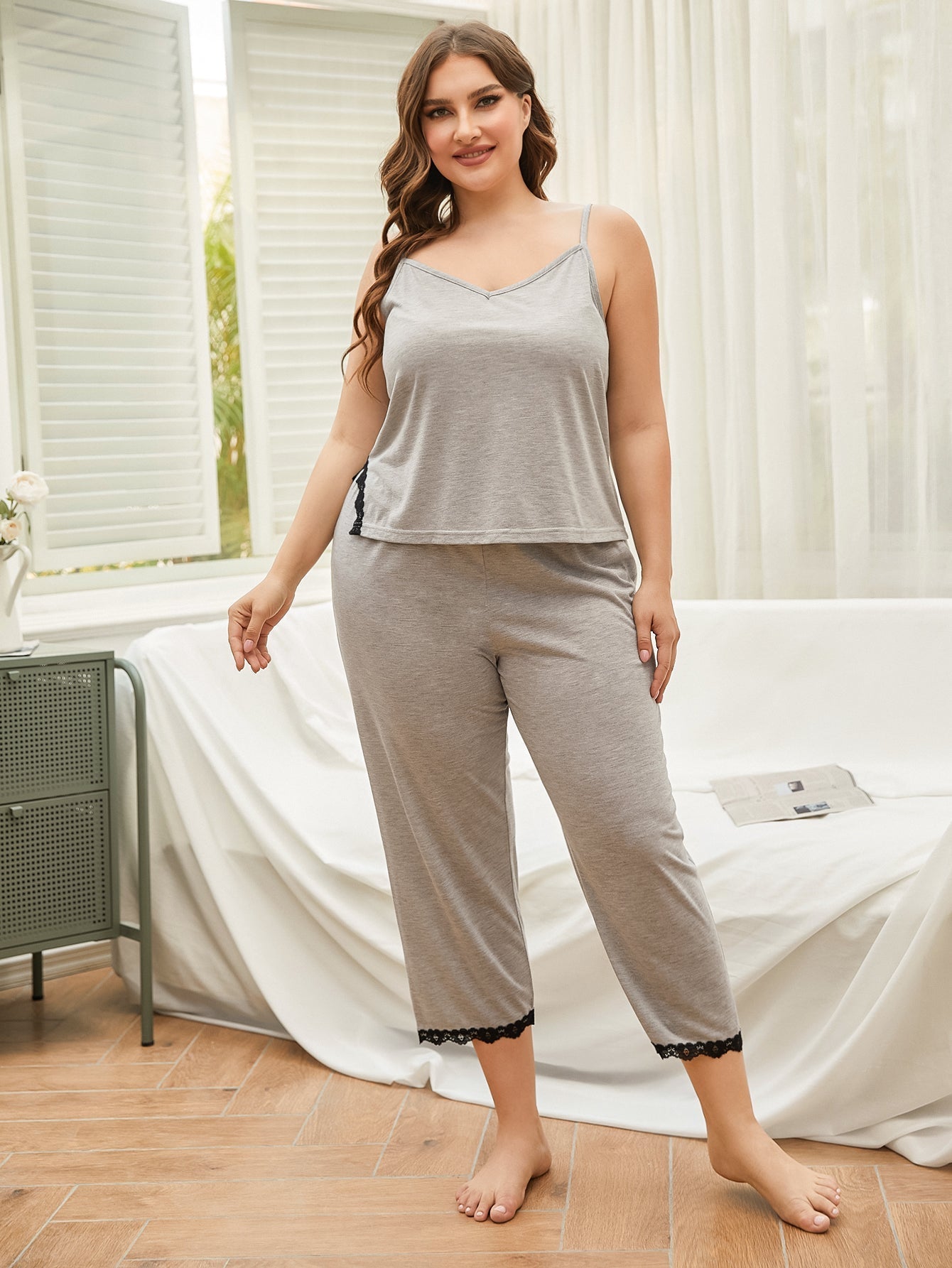 Women's Plus Size Pajamas Sets Cami Top and Pants  Casual Soft Sleepwear Sai Feel