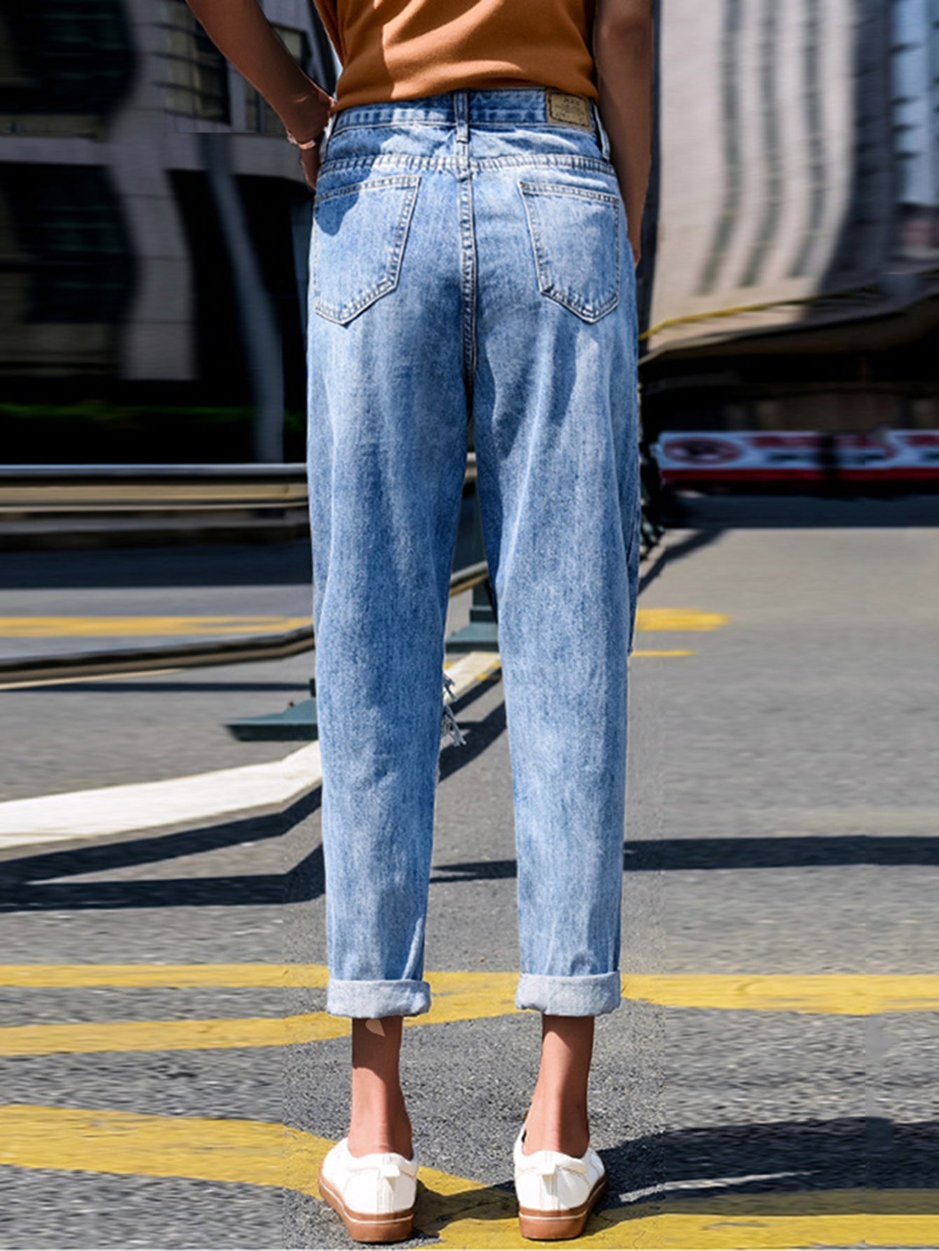 Women's Ripped Jeans Loose Nine Cent Harlem Pants High waisted Pants Sai Feel
