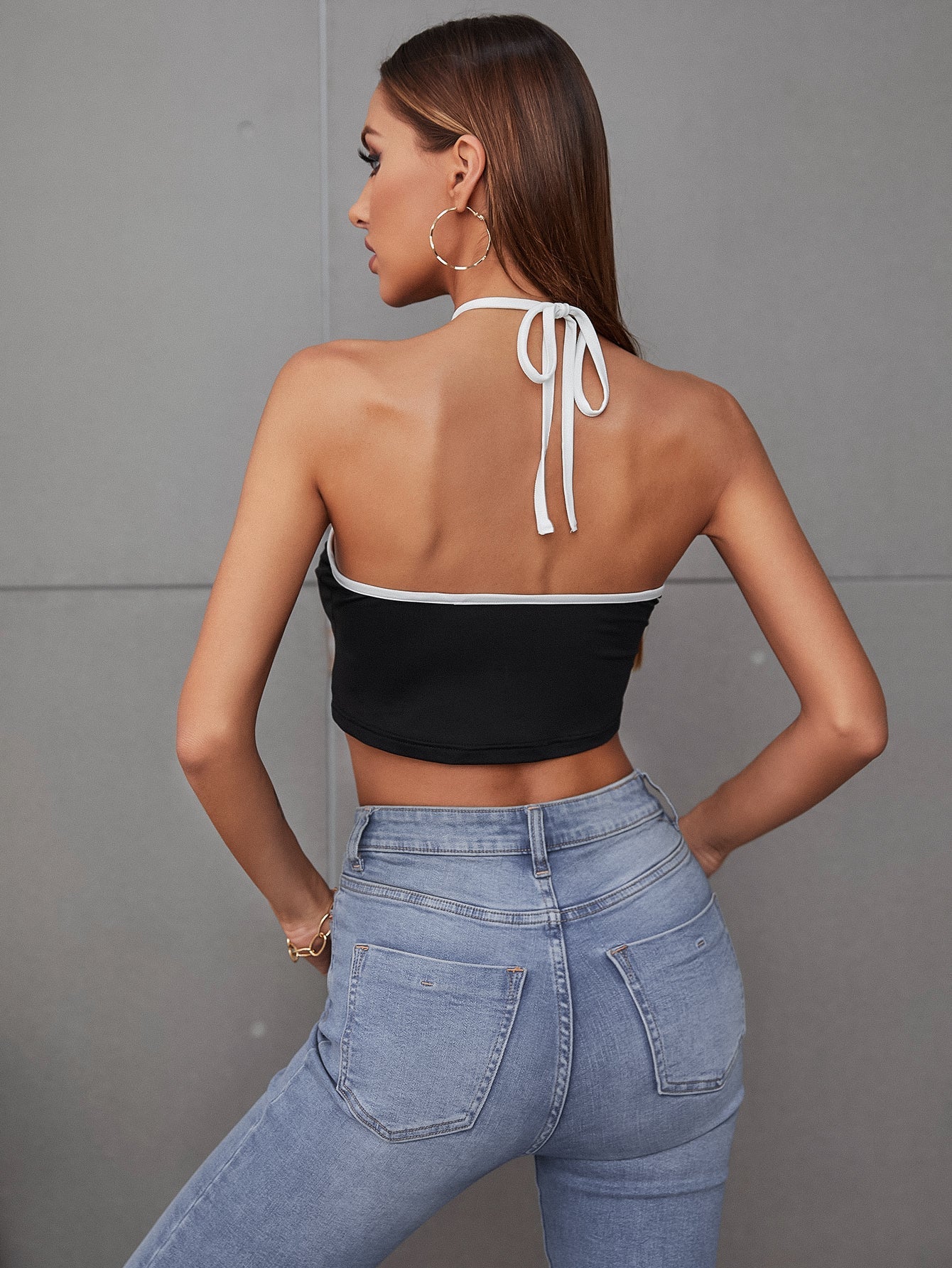 Women's Sexy Criss Cross  Basic Bow Tie Crop Top Sai Feel