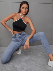 Women's Sexy Criss Cross  Basic Bow Tie Crop Top Sai Feel